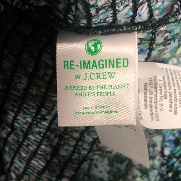 J. Crew Blue and Green Floral Puff Sleeve Blouse L - Picture 4 of 4